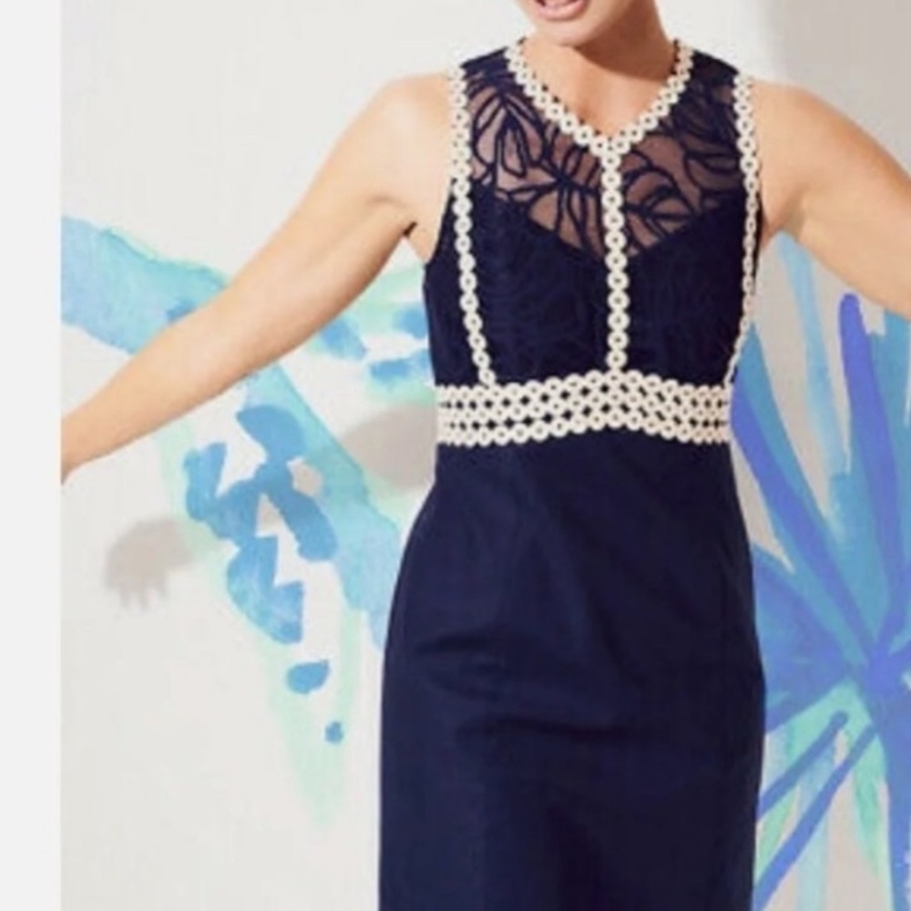 Lilly Pulitzer sleeveless dark navy dress size 6 - Picture 4 of 16